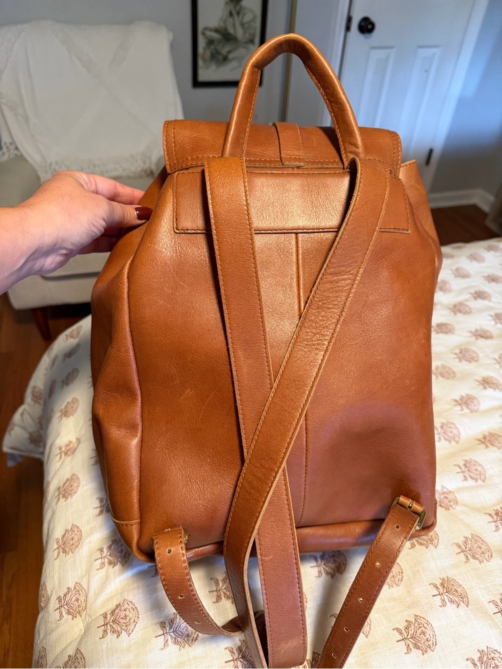 Madewell Cognac Leather Drawstring Backpack - Picture 6 of 9